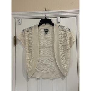 Dots Knitted Women’s White Cardigan Size 1X